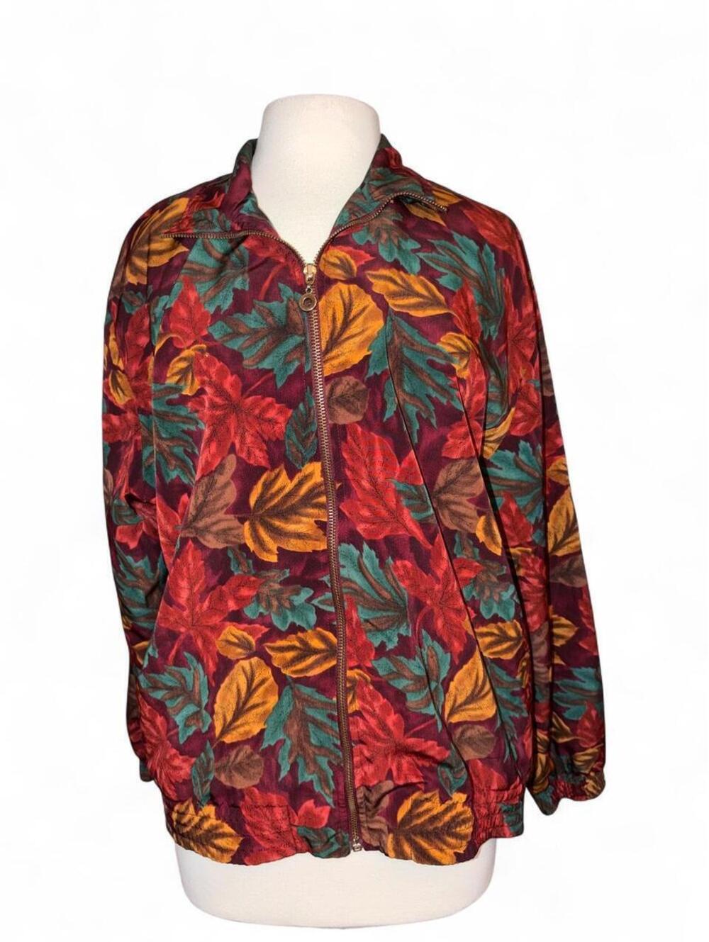Vintage TAG Brand Lightweight Full-Zip Leaf Print Jacket